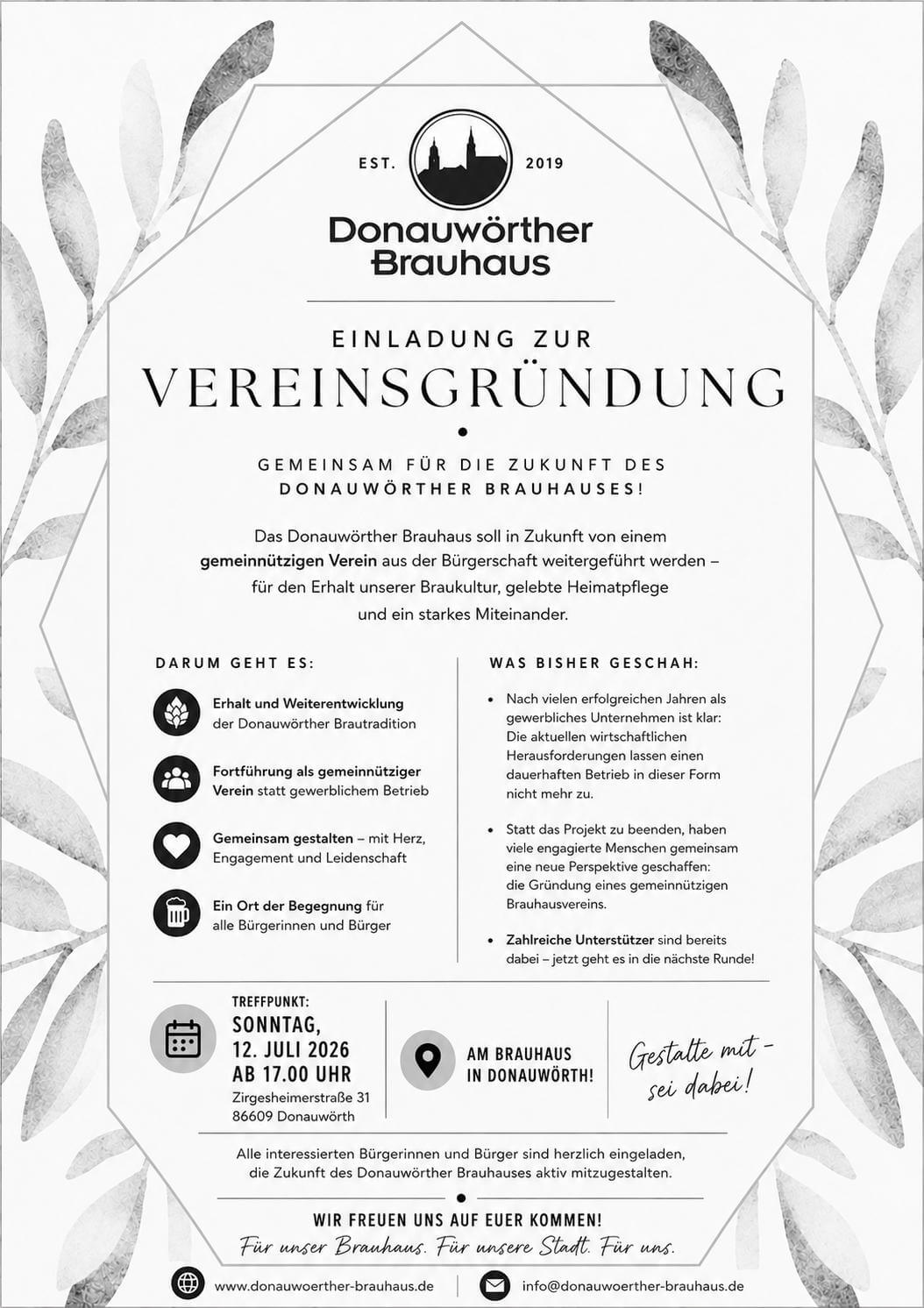 Donauwörther Brauhaus Vereinsgründung